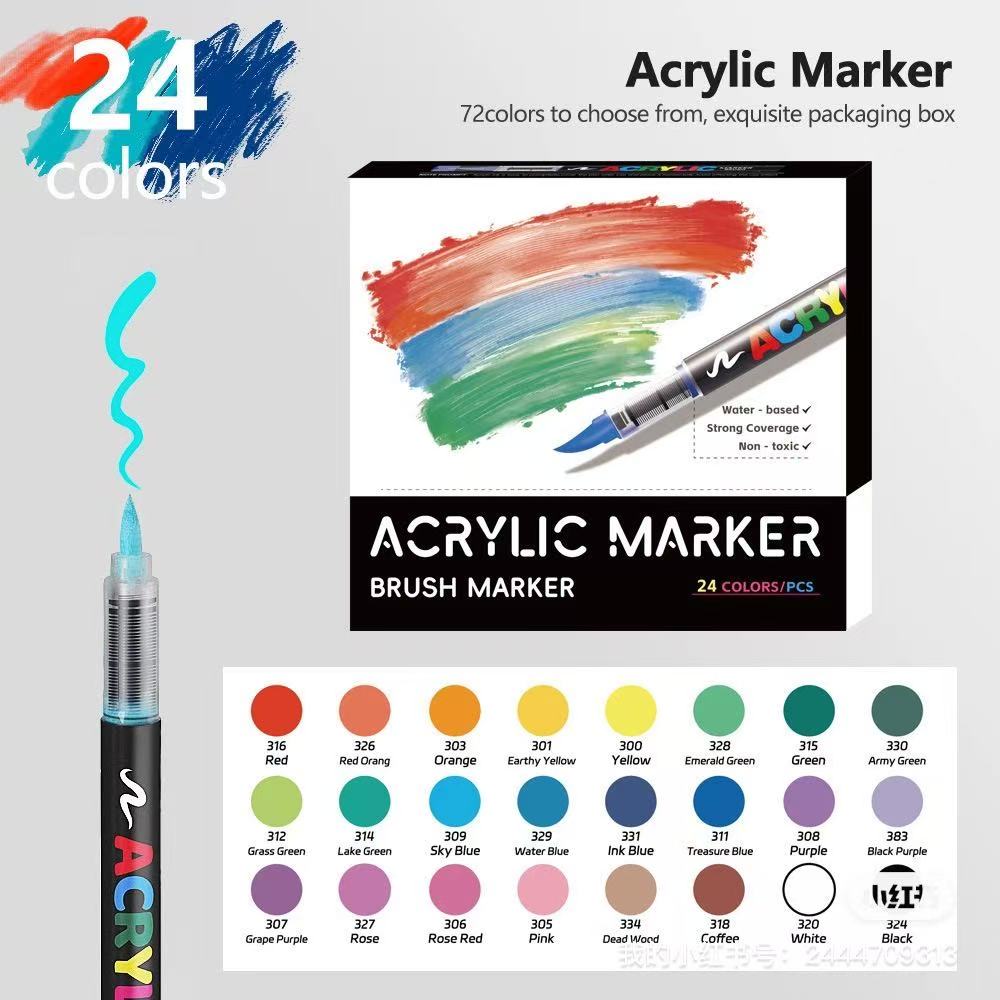 24colors acrylic brush marker details